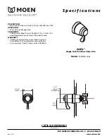 Предварительный просмотр 1 страницы Moen TL3600 Series Specifications