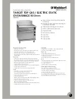 Preview for 1 page of Moffat WALDORF RN8110GE Technical Data Sheet