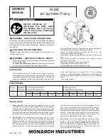 Monarch Industries MJSE Owner'S Manual preview