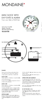 Preview for 1 page of mondaine MINI CLOCK WITH DAY DATE & ALARM Instruction Booklet