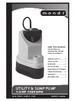 Preview for 1 page of Mondi Utility & Sump pump Owner'S Manual