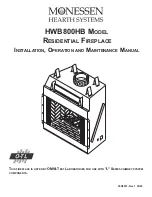 Monessen Hearth Radiant Wood Burning HWB800HB Installation, Operation And Maintenance Manual preview