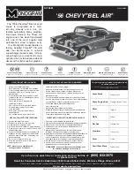 Предварительный просмотр 1 страницы Monogram 1956 Chevrolet Bel Air Owner'S Manual