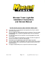 monster tower Light Bar Installation Instructions And Owner'S Manual preview