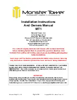 monster tower MT1 Installation Instructions And Owner'S Manual preview