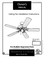 Предварительный просмотр 1 страницы Monte Carlo Fan Company 5BS52 Builder Supreme Owner'S Manual