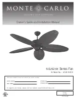 Предварительный просмотр 1 страницы Monte Carlo Fan Company 5CU52 Series Owner'S Manual And Installation Manual