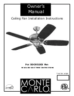 Monte Carlo Fan Company 5DCR52XX Fan Installation Instructions Manual preview