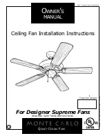 Monte Carlo Fan Company Ceiling fan Owner'S Manual предпросмотр