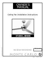 Предварительный просмотр 1 страницы Monte Carlo Fan Company studio series Owner'S Manual