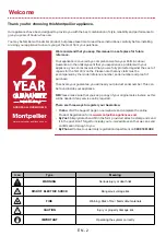 Preview for 2 page of montpellier MS166W Installation And Operating Instructions Manual