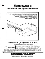 moore o matic Z133a Series Homeowner'S Installation And Operation Manual preview