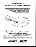 moore o matic Z133b Series Homeowner'S Installation And Operating Manual preview