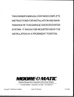 Preview for 22 page of moore o matic Z133b Series Homeowner'S Installation And Operating Manual