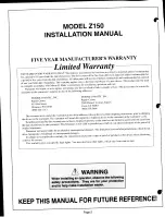 Preview for 2 page of moore o matic Z150 series Installation And Operation Manual