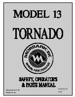 Preview for 1 page of Morbark TORNADO 13 Safety & Operators & Parts Manual