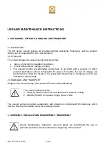 Preview for 8 page of Moro Air Series Use And Maintenance Manual