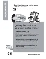 Morphy Richards Cafe Rico Espresso coffee maker Owner'S Manual preview