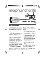Morphy Richards Compact Food Processor Owner'S Manual preview
