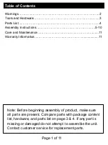 Preview for 2 page of Mosaic FSMVPT3009 User Manual And Assembly Instructions