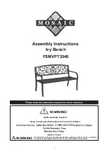 Mosaic Ivy Bench Assembly Instructions Manual предпросмотр