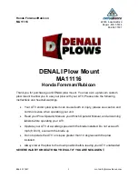 Предварительный просмотр 1 страницы Motoalliance Denalli Plows MA11116 Quick Start Manual