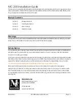 Preview for 1 page of MotoChello MC?200 Installation Manual