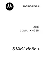 Motorola A840 - Cell Phone - CDMA2000 1X Start Here Manual предпросмотр