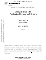 Preview for 1 page of Motorola FREESCALE SEMICONDUCTOR M68EZ328ADS User Manual