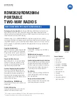 Предварительный просмотр 1 страницы Motorola RDM2020 Specification Sheet