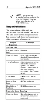 Preview for 8 page of Motorola Symbol LS1203 Quick Reference Manual