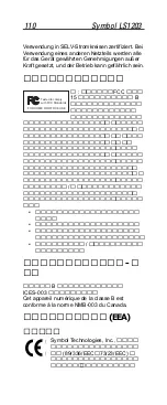 Предварительный просмотр 110 страницы Motorola Symbol LS1203 Quick Reference Manual