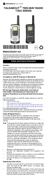 Motorola T2XX Series User Manual предпросмотр