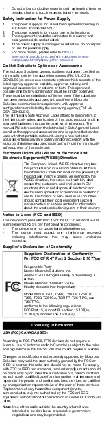 Предварительный просмотр 3 страницы Motorola T2XX Series User Manual