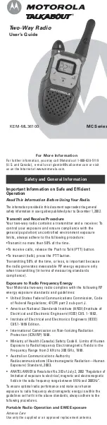 Motorola TALKABOUT KEM-ML36100 User Manual предпросмотр