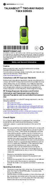 Preview for 1 page of Motorola TALKABOUT T6XX Series User Manual