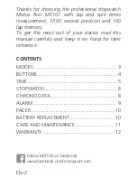 Preview for 2 page of Motus Run MT101 User Manual