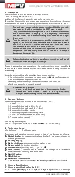 Preview for 8 page of MPV MN 1 Operating Manual