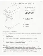 Mr Coffee Concepts RB-AP Installation &  Operation Instruction preview