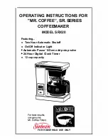 Preview for 1 page of Mr. Coffee SRX20 Operating Instructions Manual