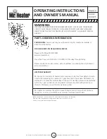 Preview for 8 page of Mr. Heater MH30T Operating Instructions And Owner'S Manual