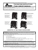 Mr. Heater MHVFB20T LP Operating Instructions And Owner'S Manual preview