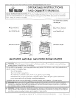 Mr. Heater MHVFB20TB NG Operating Instructions And Owner'S Manual preview