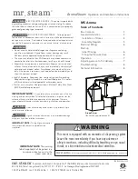 Preview for 2 page of mr. steam aromasteam Installation, Operation & Maintenance Manual