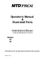 Предварительный просмотр 1 страницы MTD Pro F5, F8 Operator'S & Parts Manual