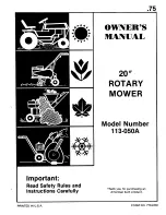 Предварительный просмотр 1 страницы MTD 113-050A Owner'S Manual