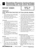 MTD 113-530 A Operating/Service Instructions Manual preview