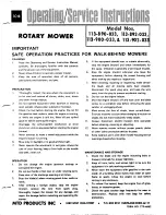 Предварительный просмотр 1 страницы MTD 113-890-033 Operating/Service Instructions Manual