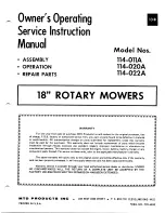 MTD 114-011A Owner'S Operating Service Instruction Manual preview