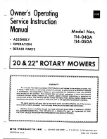 MTD 114-040A Owner'S Operating Service Instruction Manual предпросмотр